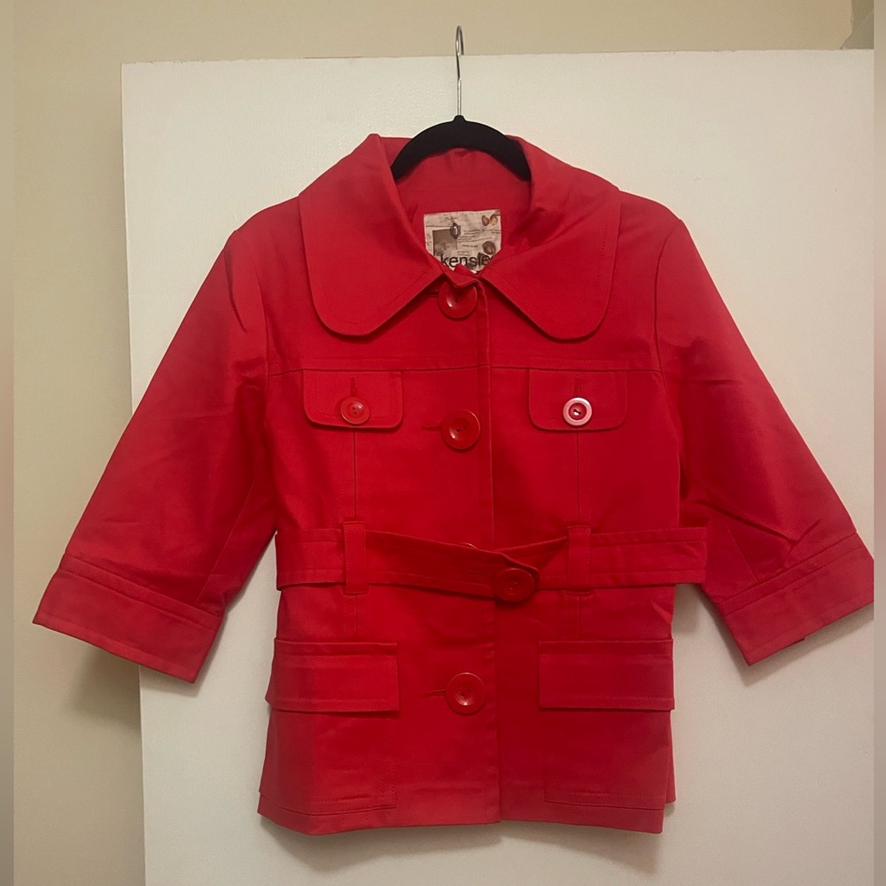 Kensie Short Red Peacoat with Belt NWT, Large